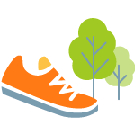 LIve best life icon Orange shoe and green tree icon