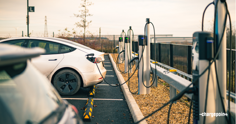 Cars charging on ChargePoint CP6000 Cars charging on ChargePoint CP6000